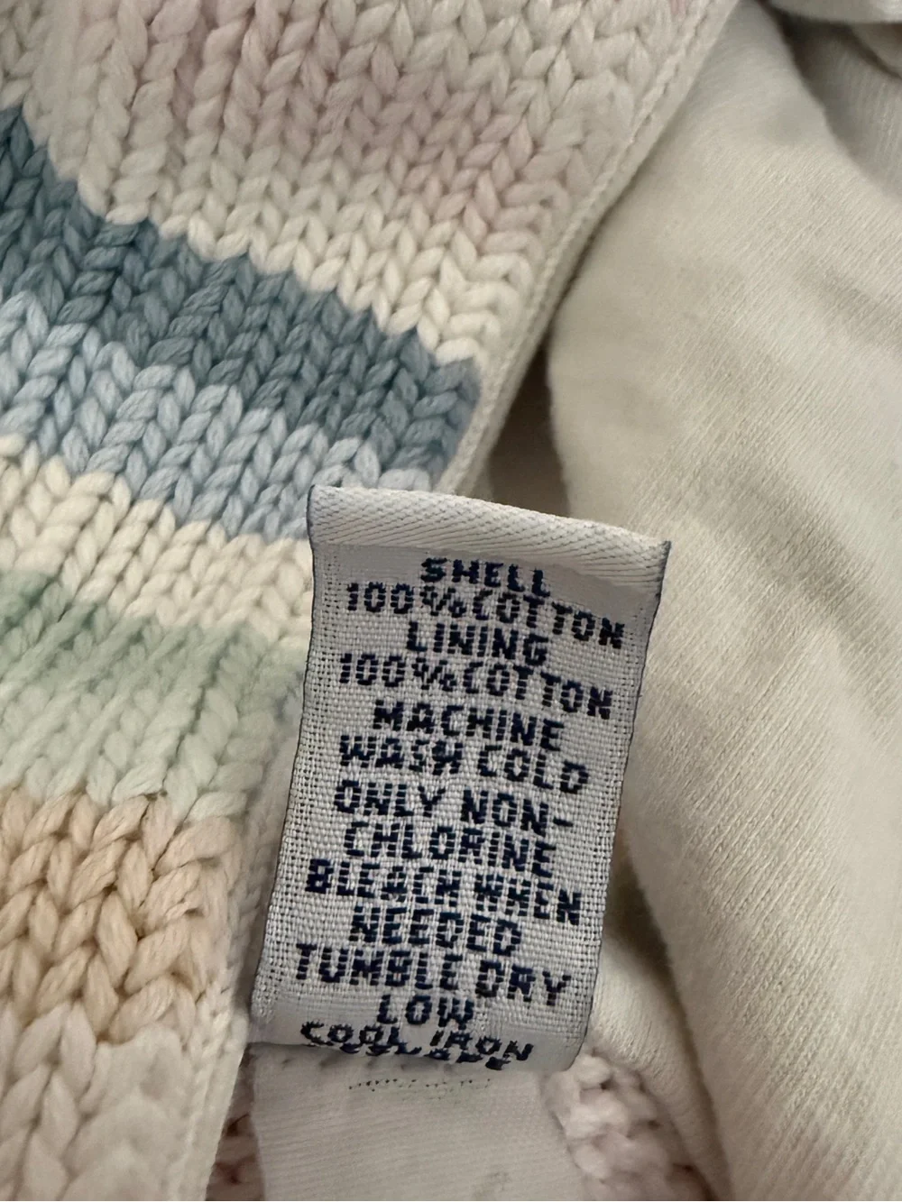 GAP Pastel Striped Hooded Cardigan - Pink, Blue, Cream Chunky Knit